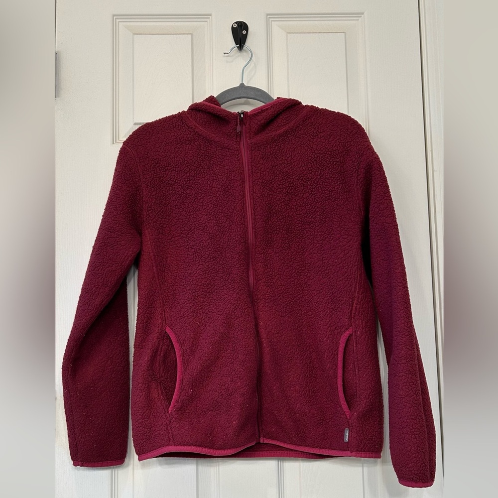 Eddie Bauer Full-Zip Sherpa Fleece Jacket | Burgundy | Women’s Medium